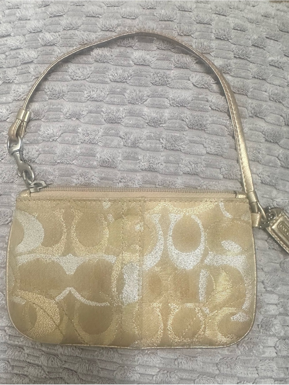Gold Signature Jacquard Wristlet Shoulder Bag